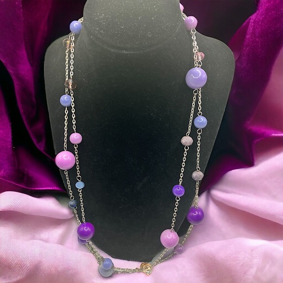 Long Spaced Multi-Color Bead Station 49.25 Inch Necklace! - Picture 1 of 8